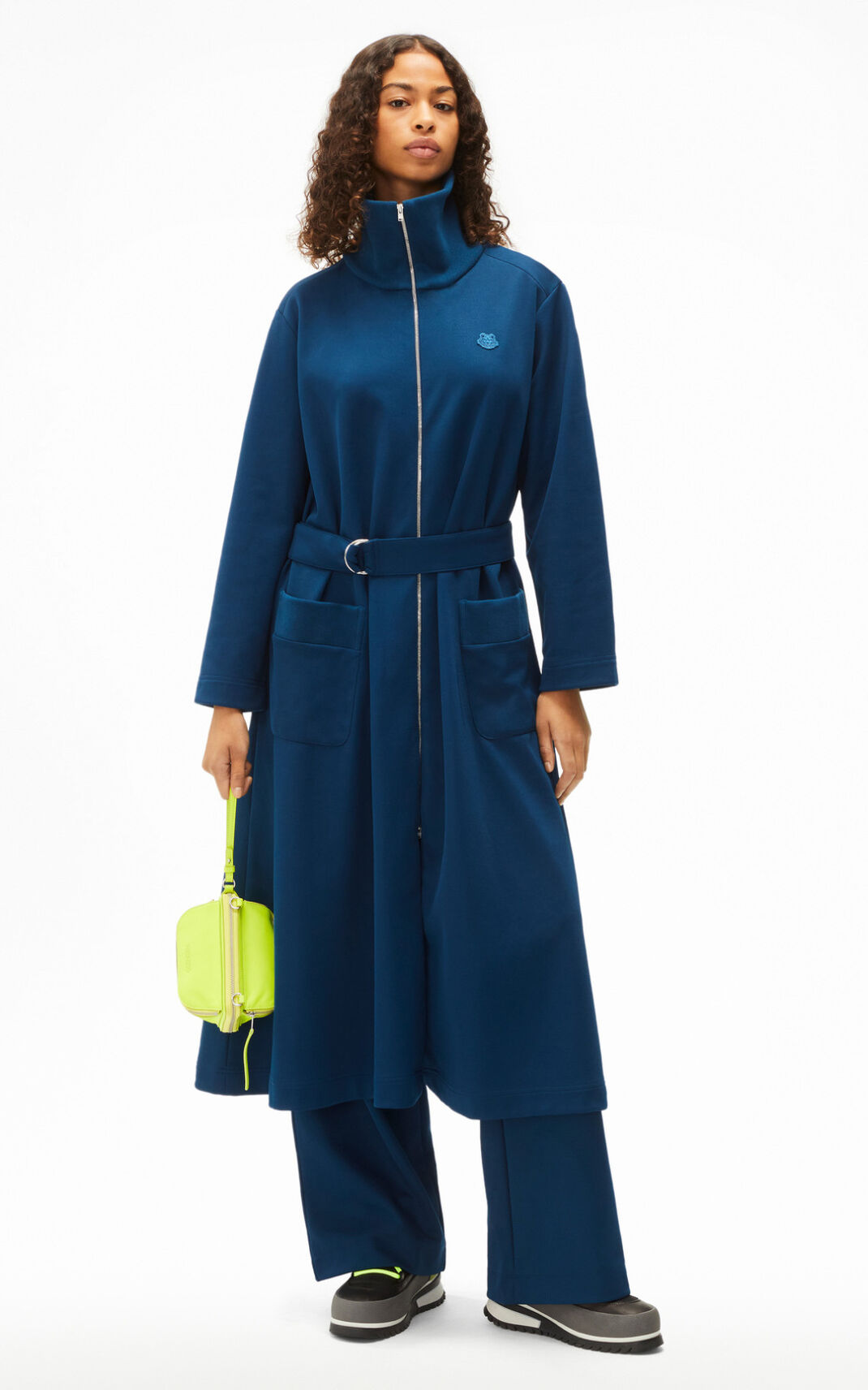 Kenzo Tiger Crest Belted Maxi Elbise Bayan Mavi | 5960-LSBOR